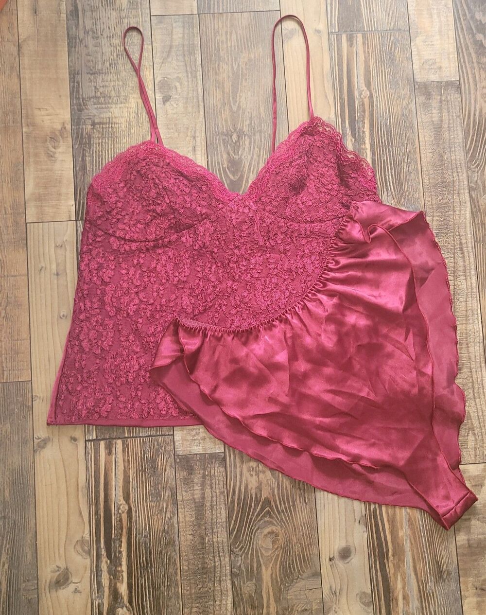 Victoria's Secret Pajama Set 42091 Women L Fuschia Satin Vintage Lingerie
